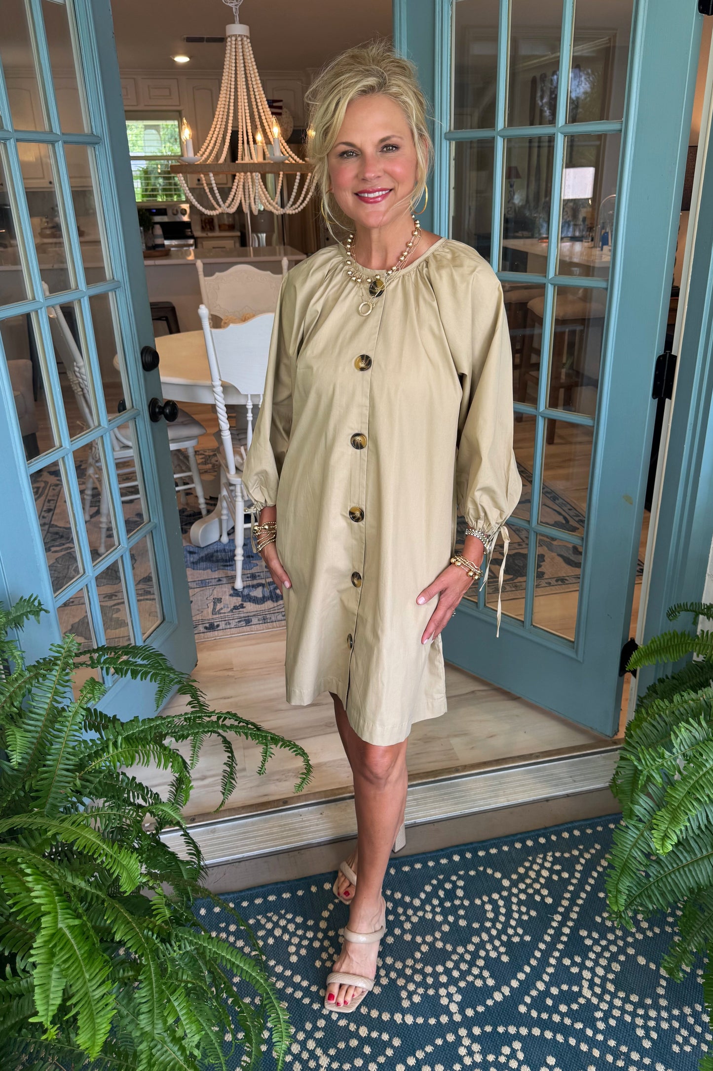 Pheebes Button Down Dress - Tan