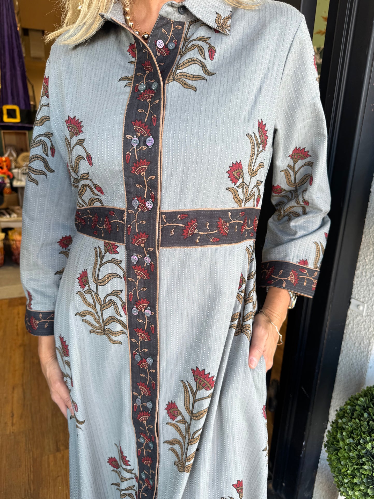 Uncle Frank Double Button Bordered Dress