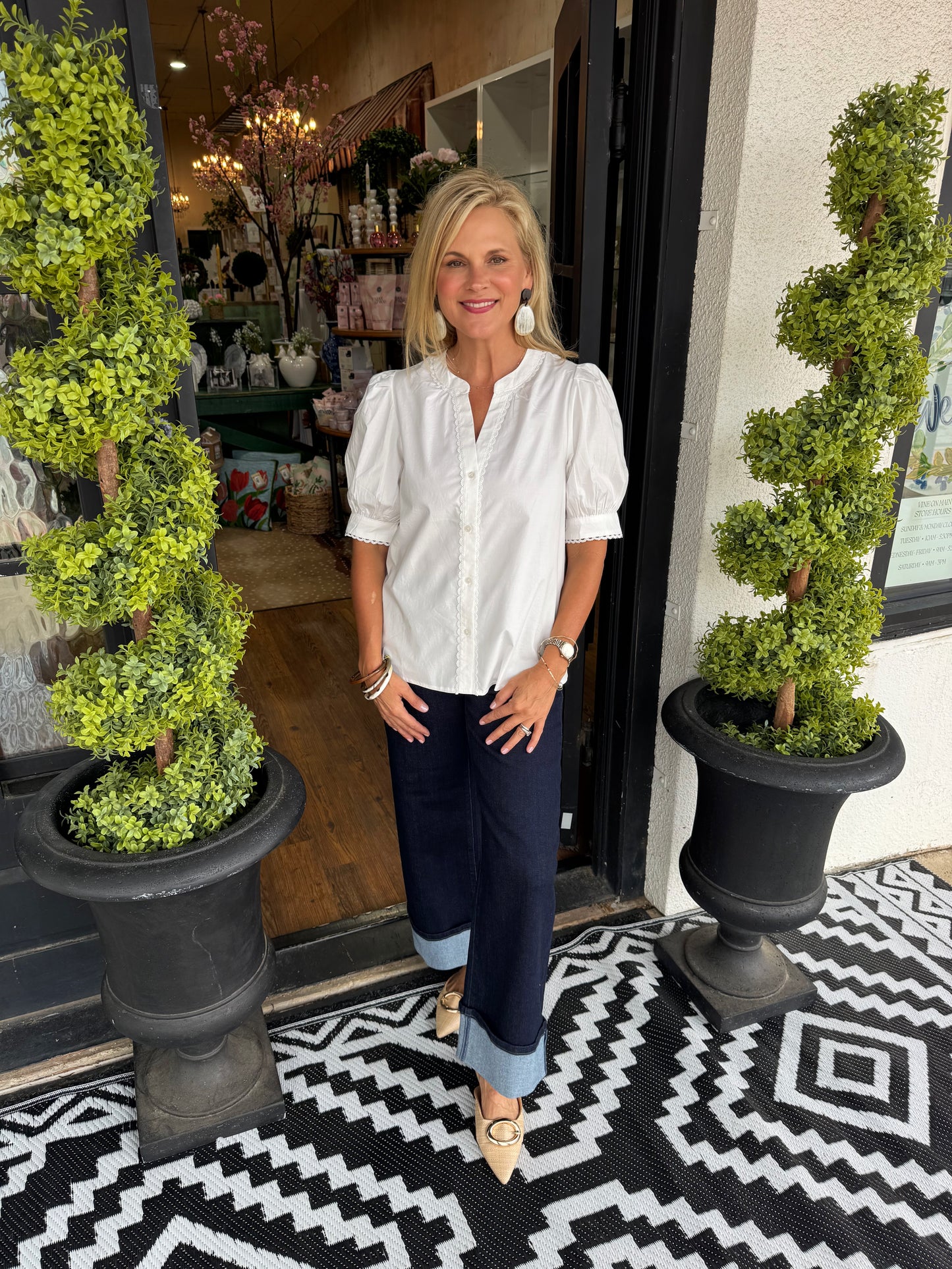 Mary Square Elaine Top - White
