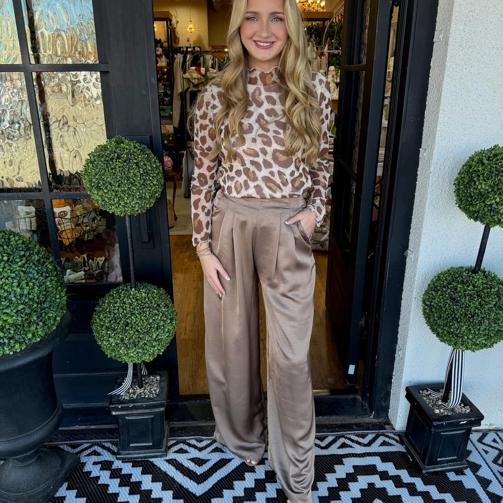 Nola High Waisted Pants- Mocha