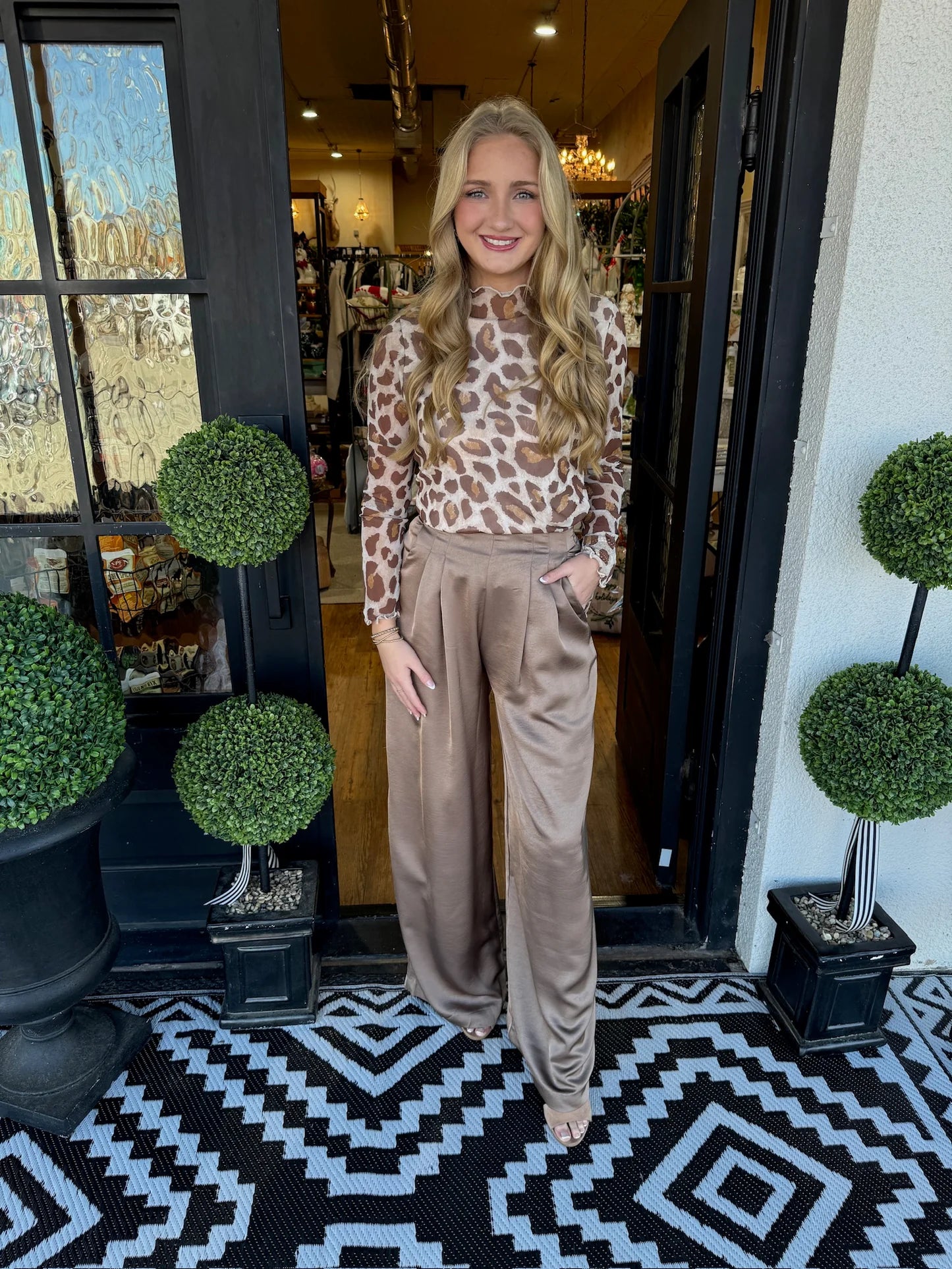 Nola High Waisted Pants- Mocha