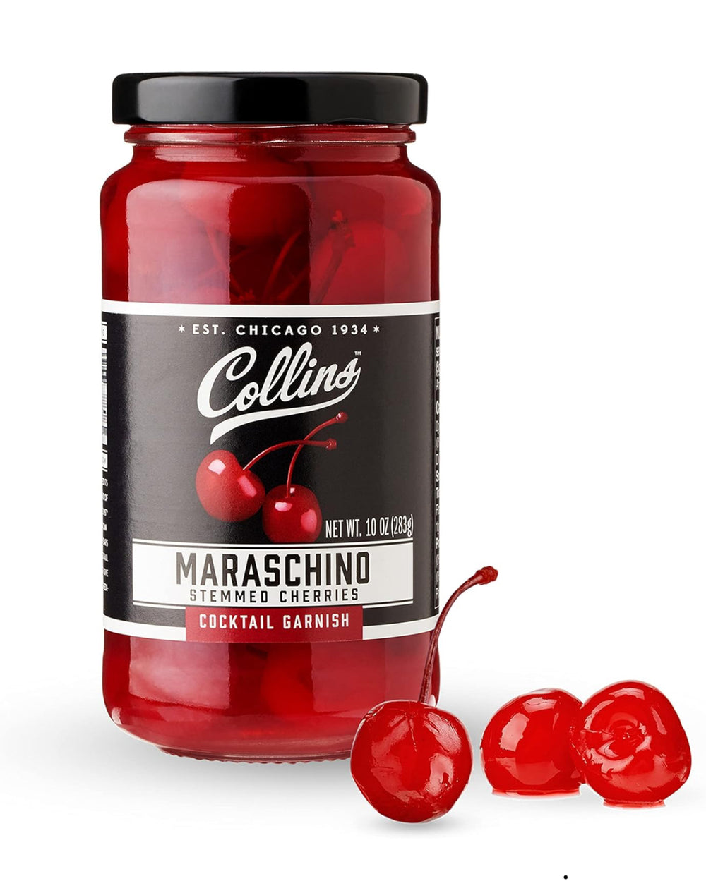 Collins Stemmed Maraschino Cocktail Cherries - Royal Anne Cherries Garnish for Cocktails