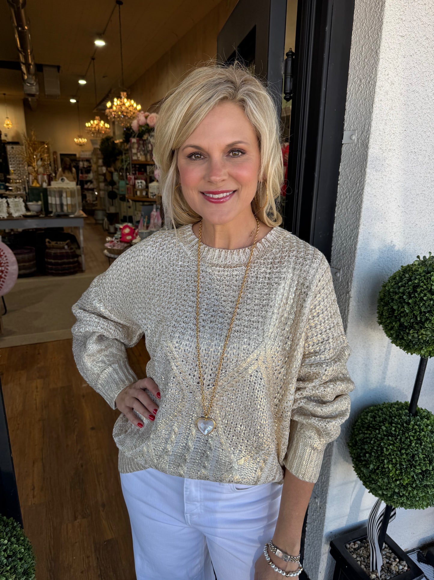 Catalina Gold Foil Knit Sweater