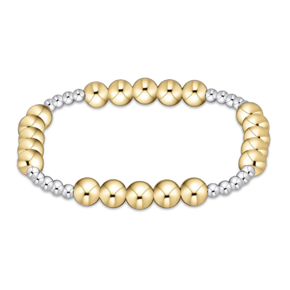 Classic Blissful Pattern 3mm Bead Bracelet - 6mm Mixed Metal