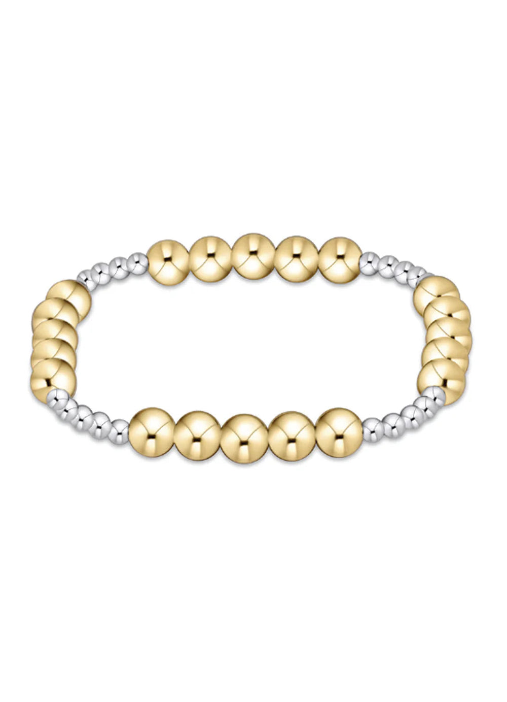 Classic Blissful Pattern 3mm Bead Bracelet - 6mm Mixed Metal