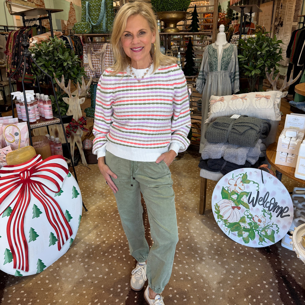 High Rise Jogger Crop Jean - Olive