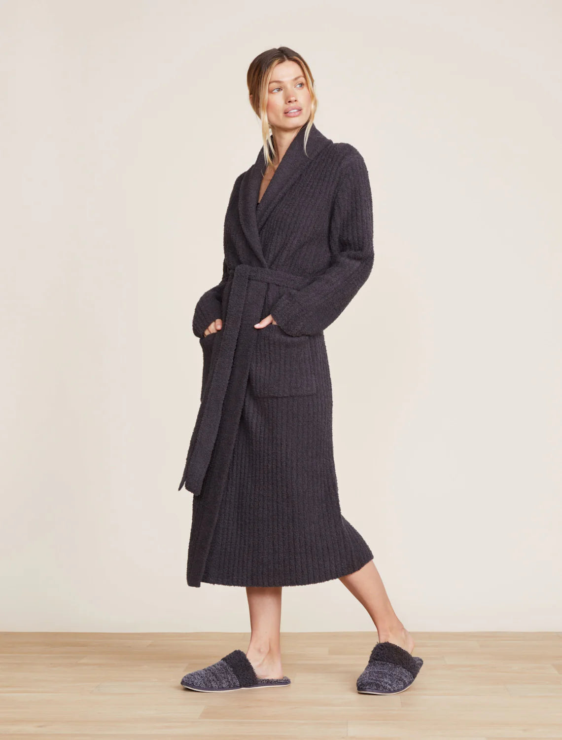 Barefoot Dreams Unisex Eco CozyChic Ribbed Robe- Carbon