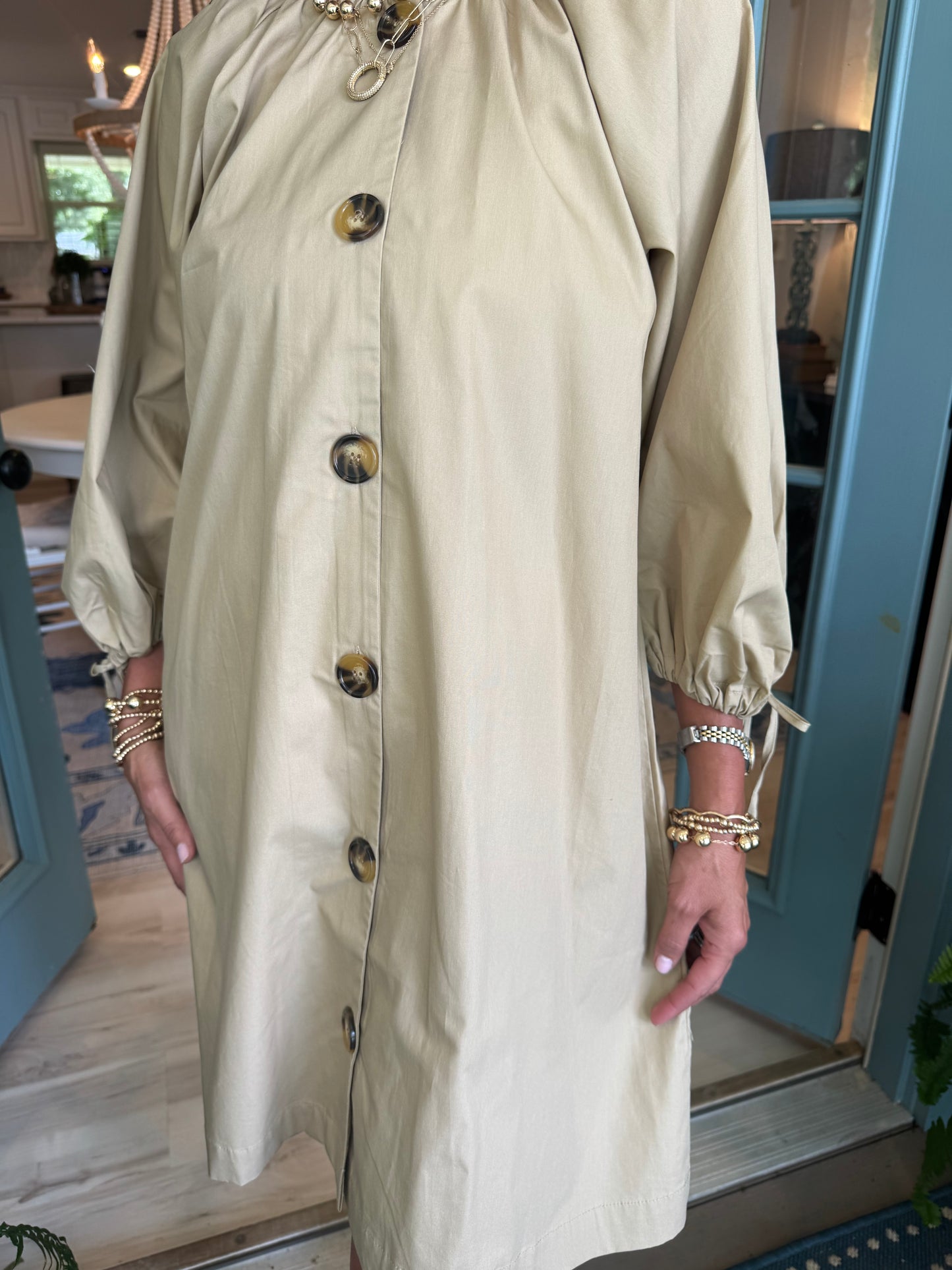 Pheebes Button Down Dress - Tan