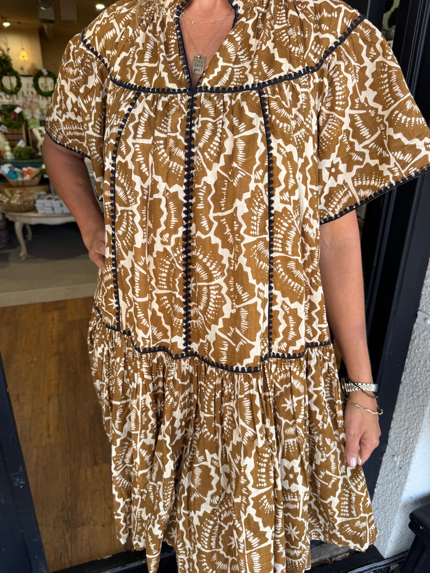 Uncle Frank Shell Stitched Trim Dress