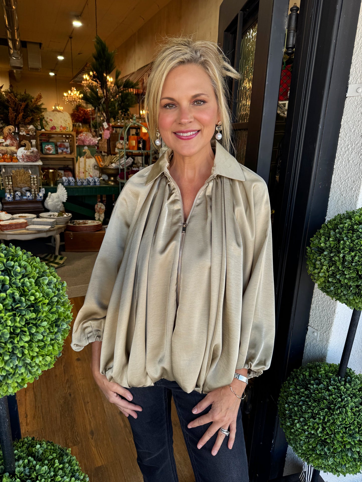 Banks Bomber Jacket Top - Taupe