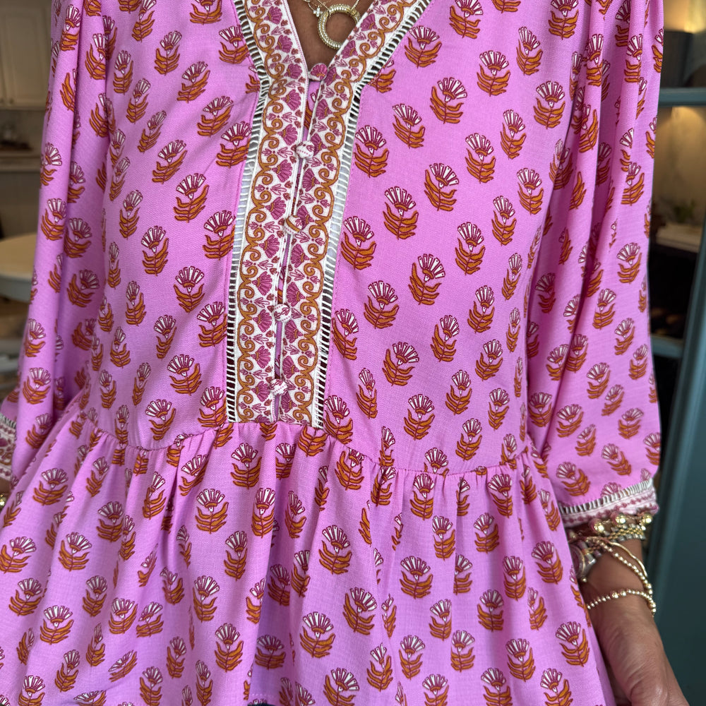 
                  
                    Monroe Floral Foulard Top - Pink
                  
                
