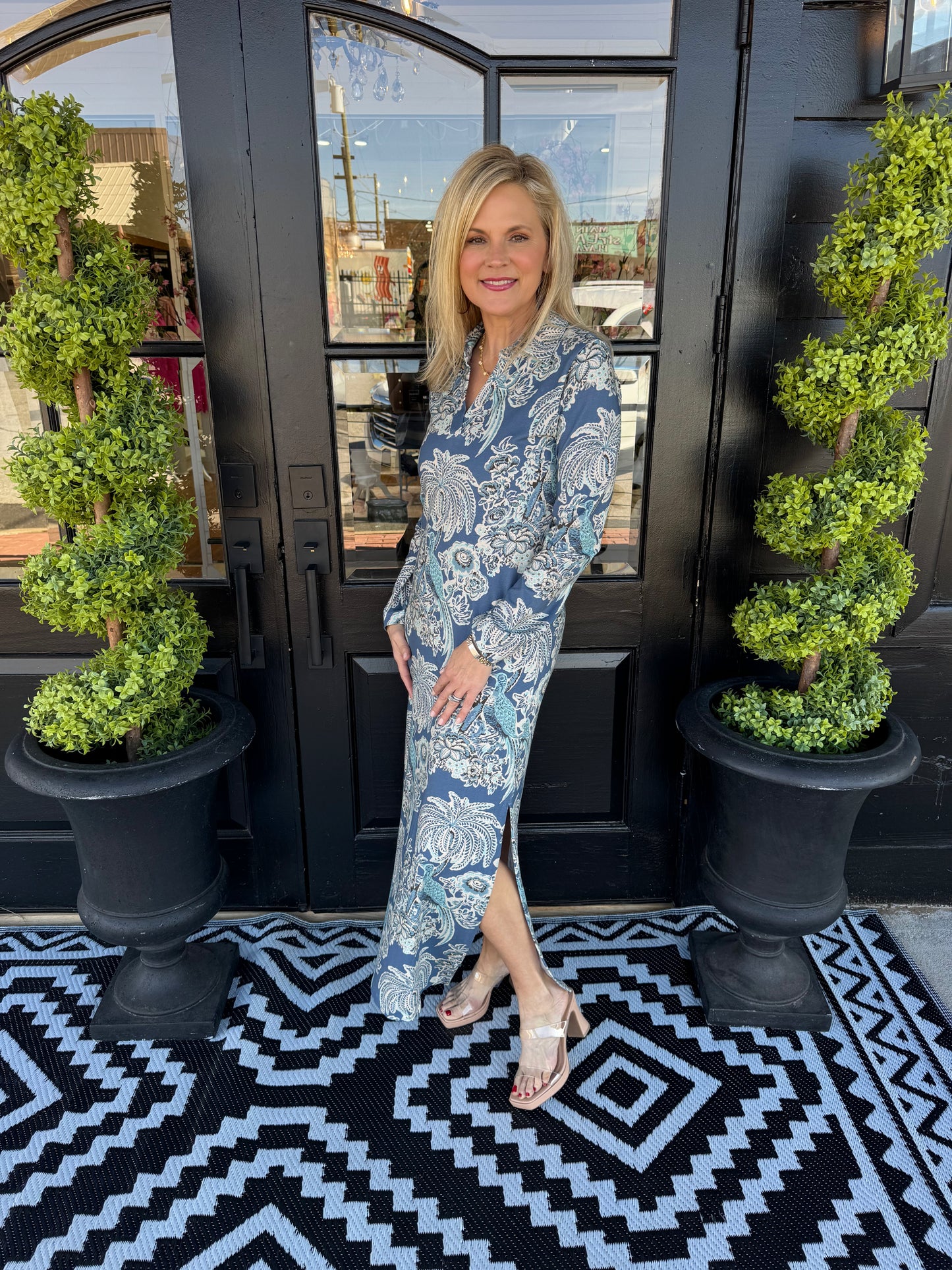 Celia Midi Dress St. Augustine Bird Palm Blue