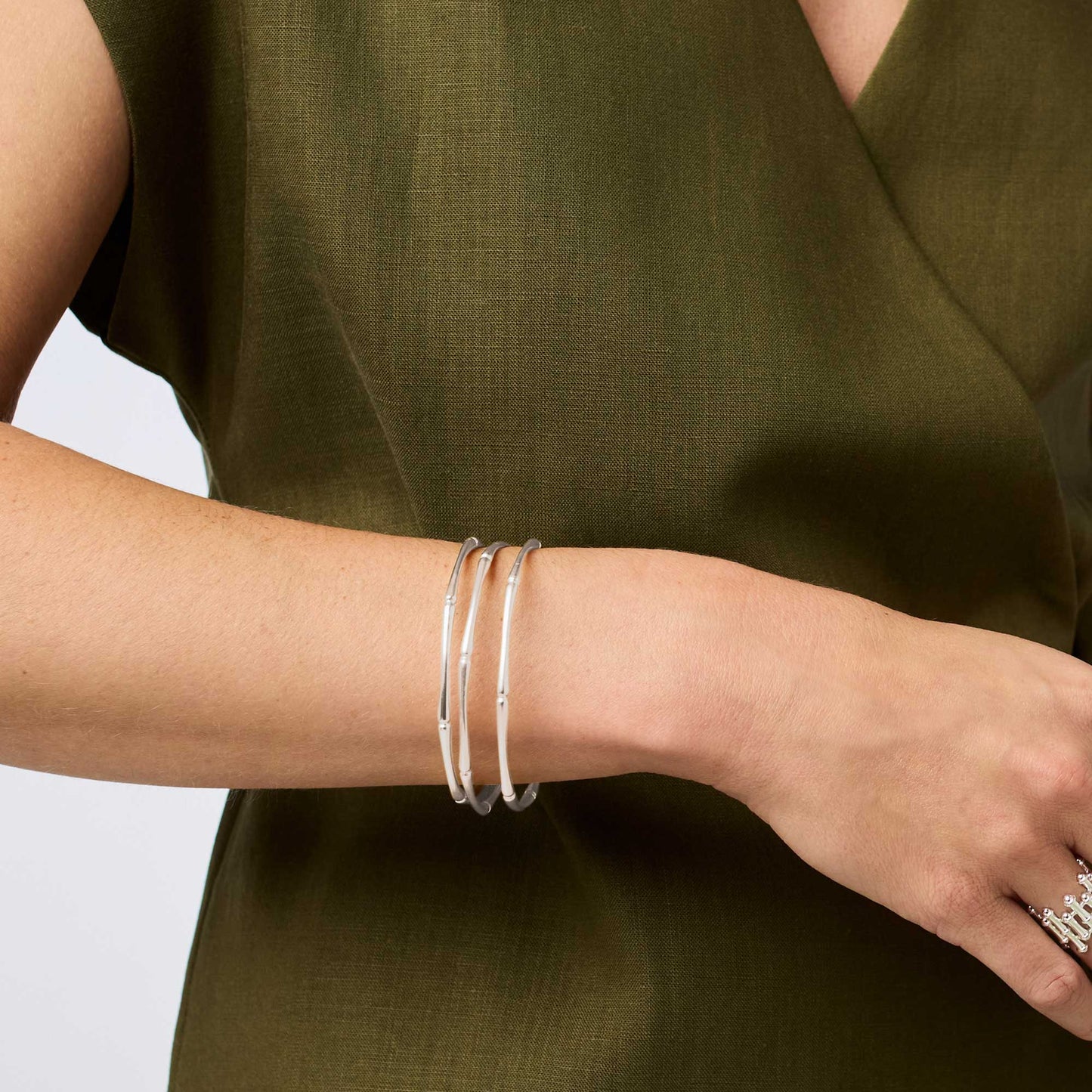 Bamboo Bangle -Silver