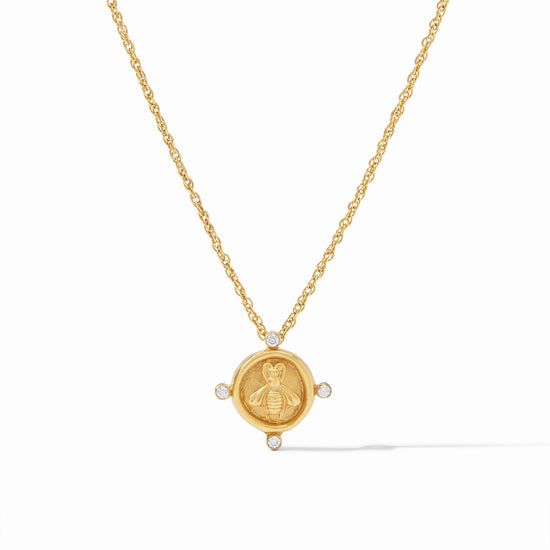 Bee Cameo Solitaire Necklace - Gold