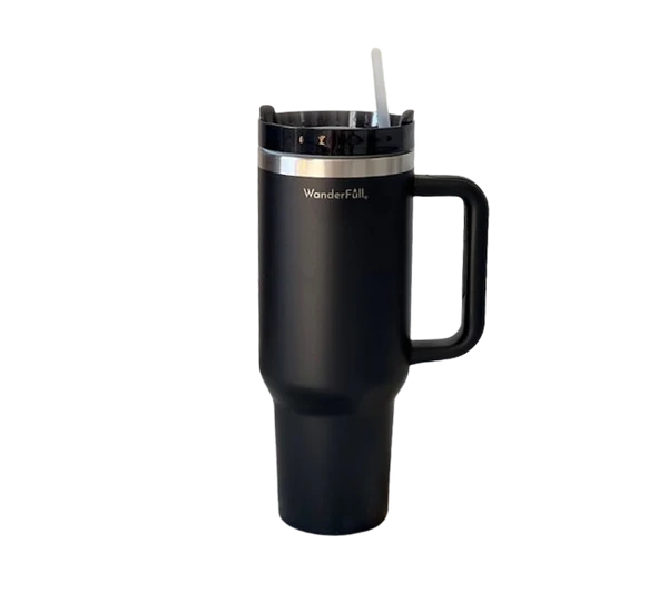 Handled Tumbler Black With Silver - 40oz