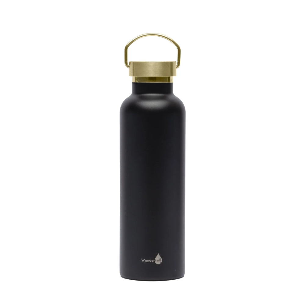 Black with Gold Insulated Water Bottle-24oz
