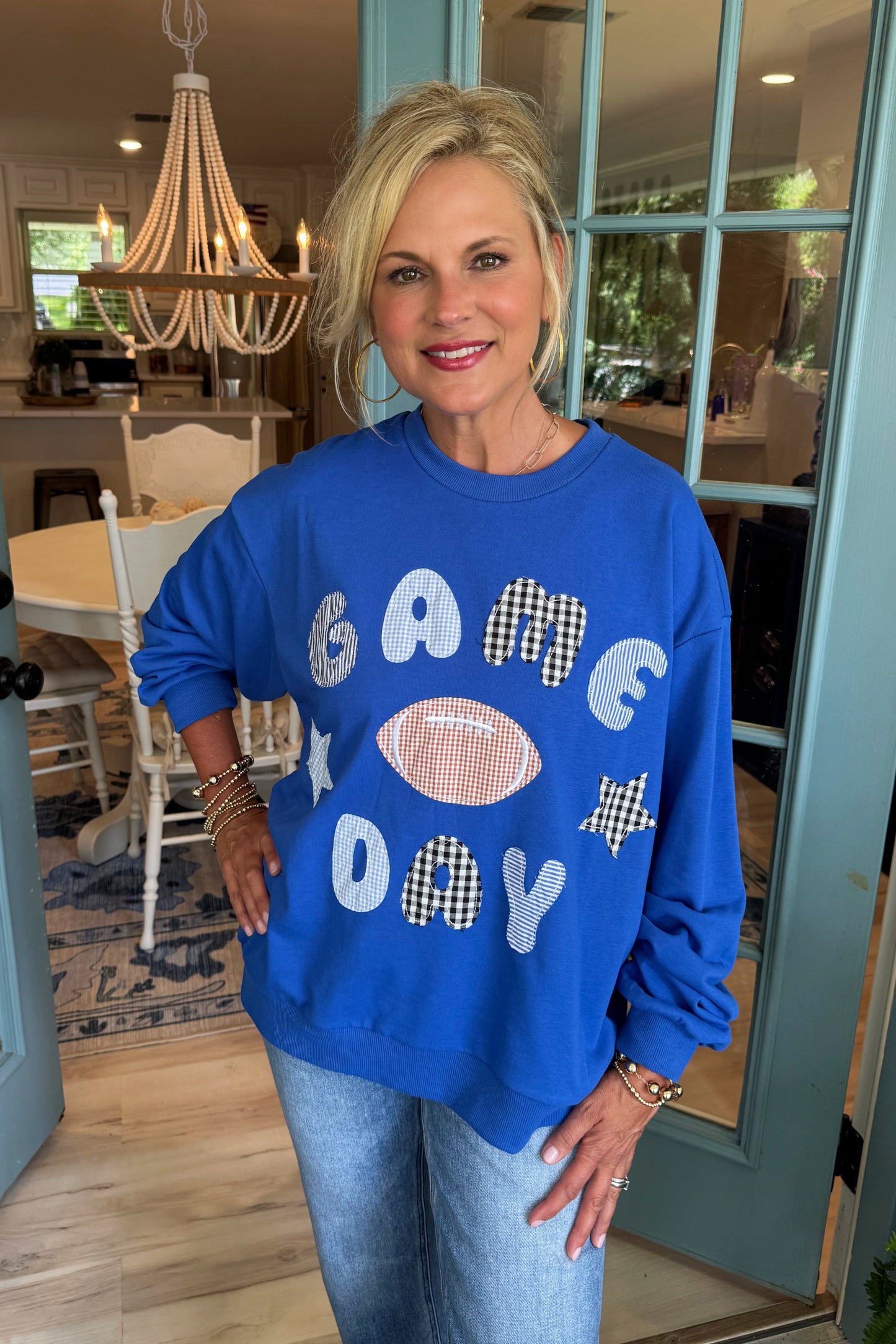Stacey Crewneck Top-Blue