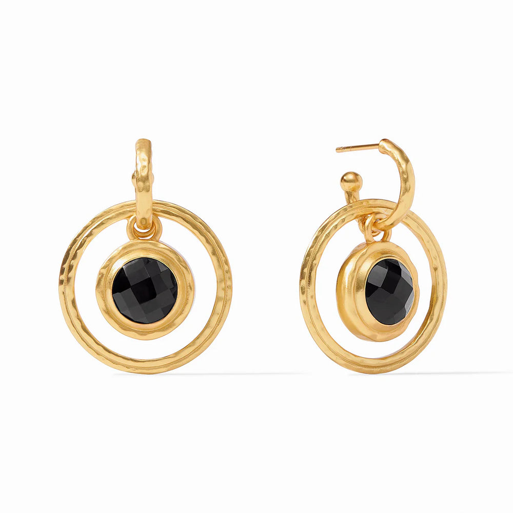 Astor Statement Hoop & Charm Earring Obsidian Black