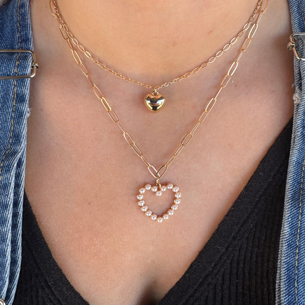 Pearl Heart Chain Necklace