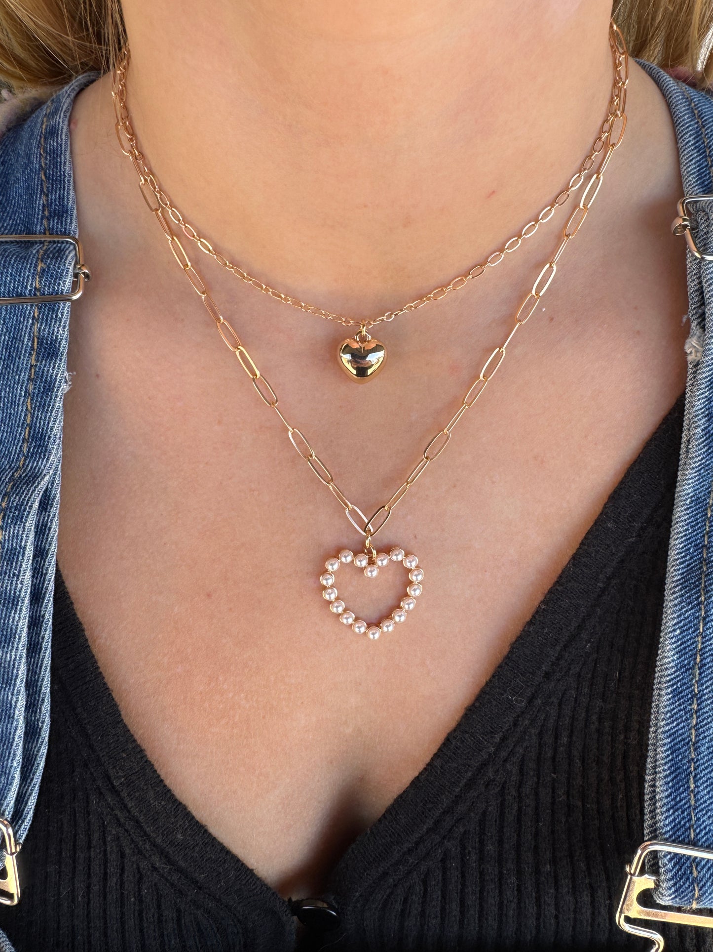 Pearl Heart Chain Necklace