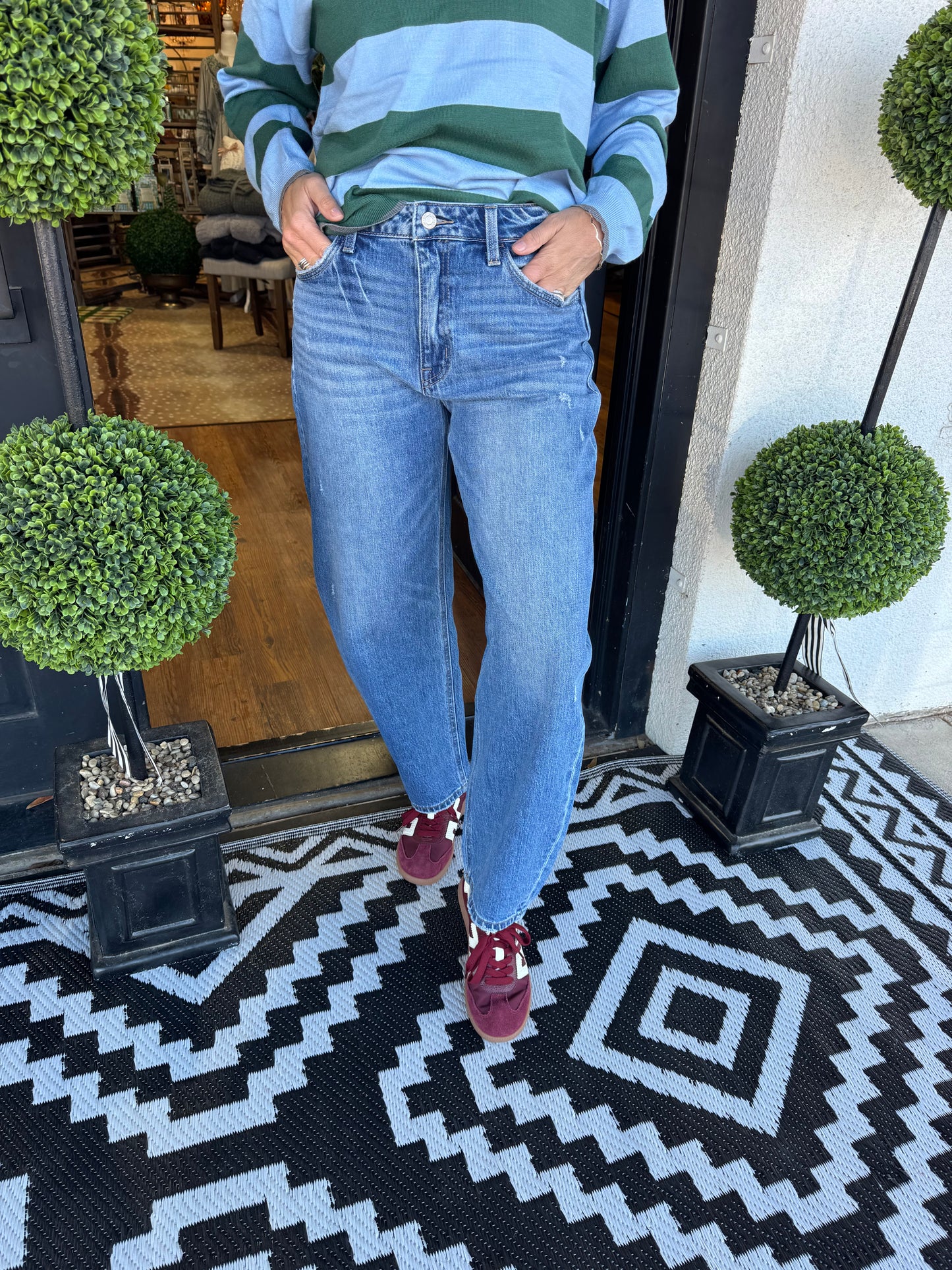 High Rise Barrel Jeans - Trasimeno