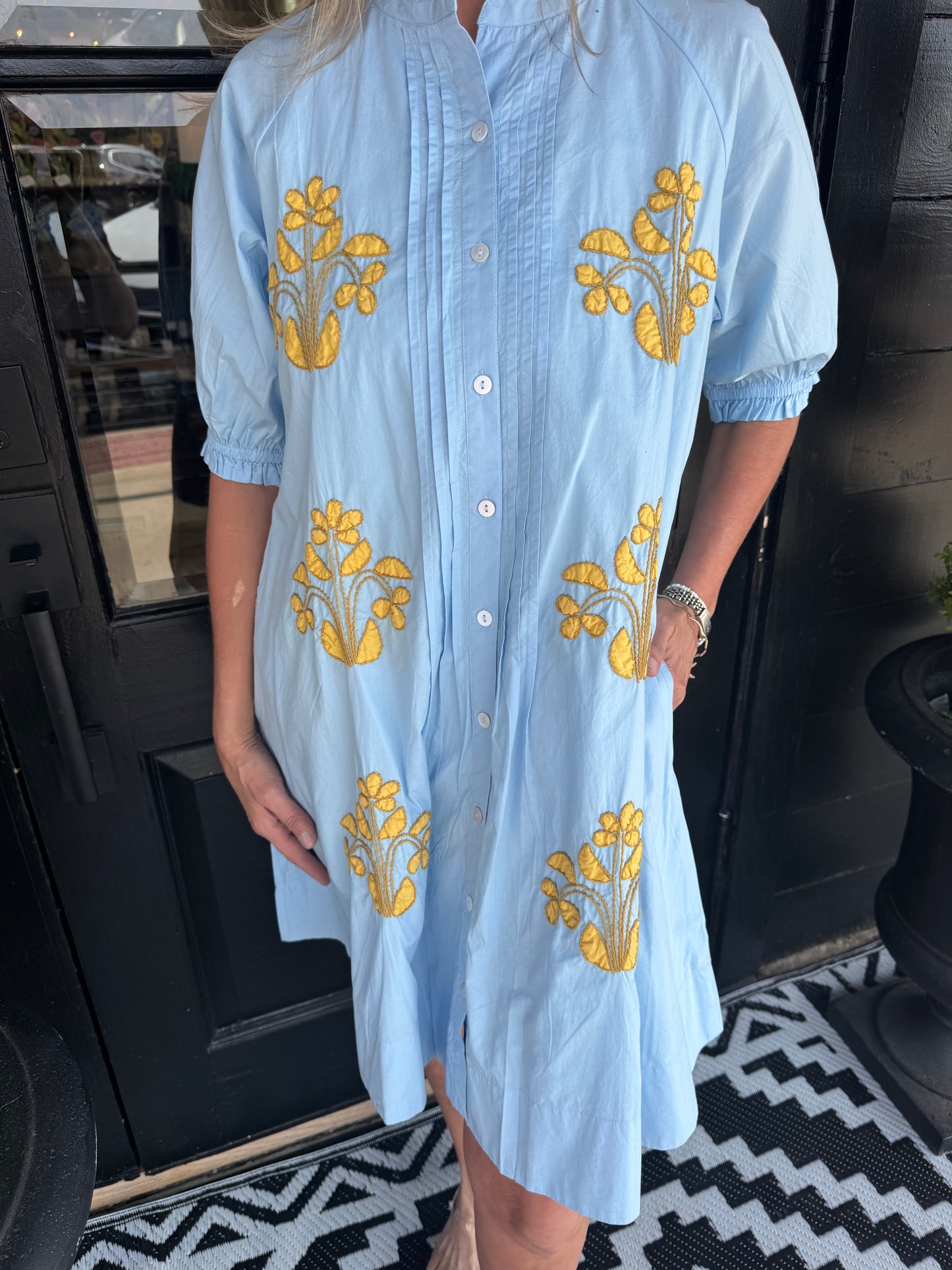 Uncle Frank Blocked Embroidery Dress