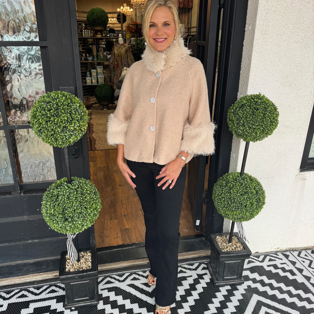 Ivy Jane Boucle Fur Trim Jacket