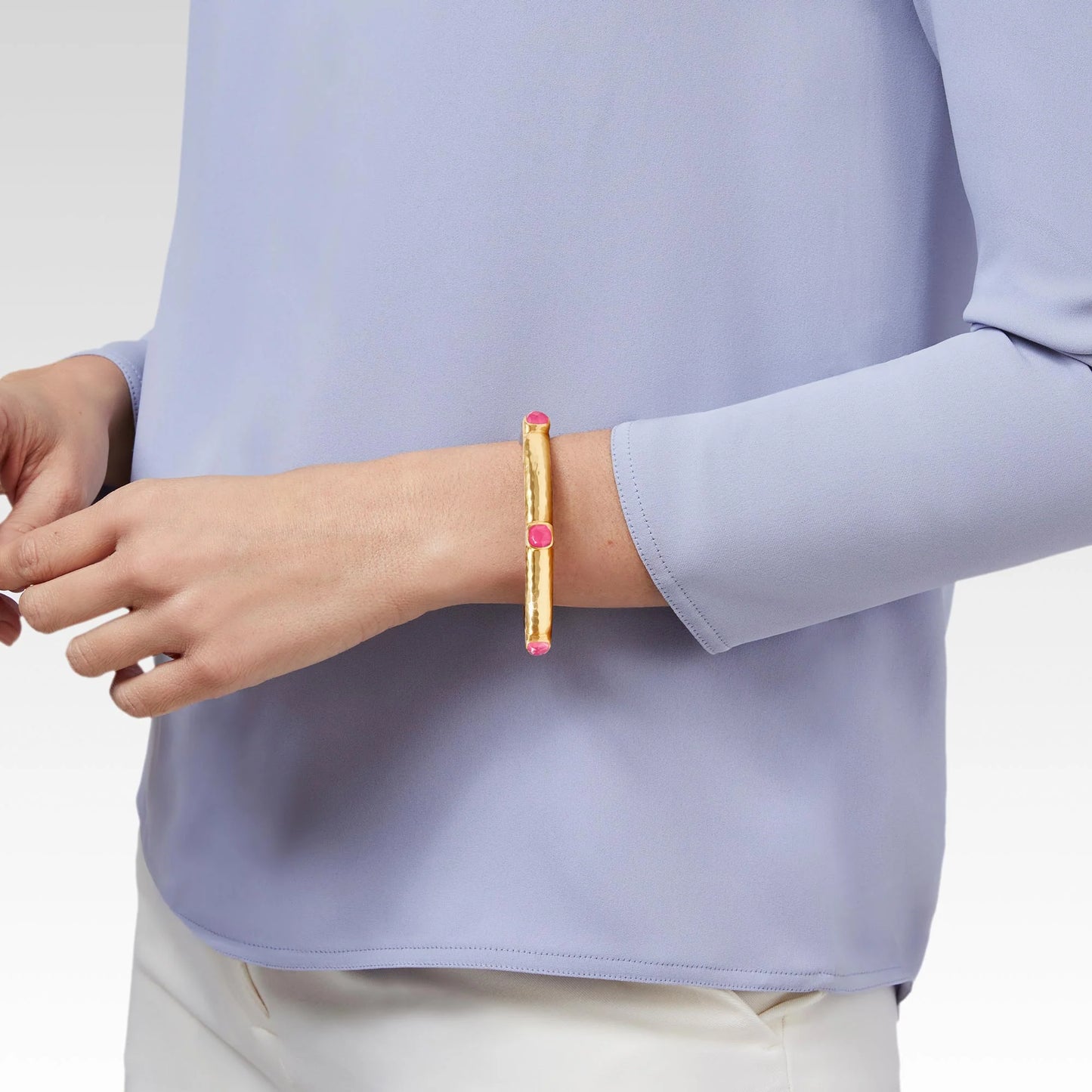 Catalina Hinge Bangle - Iridescent Tourmaline Pink