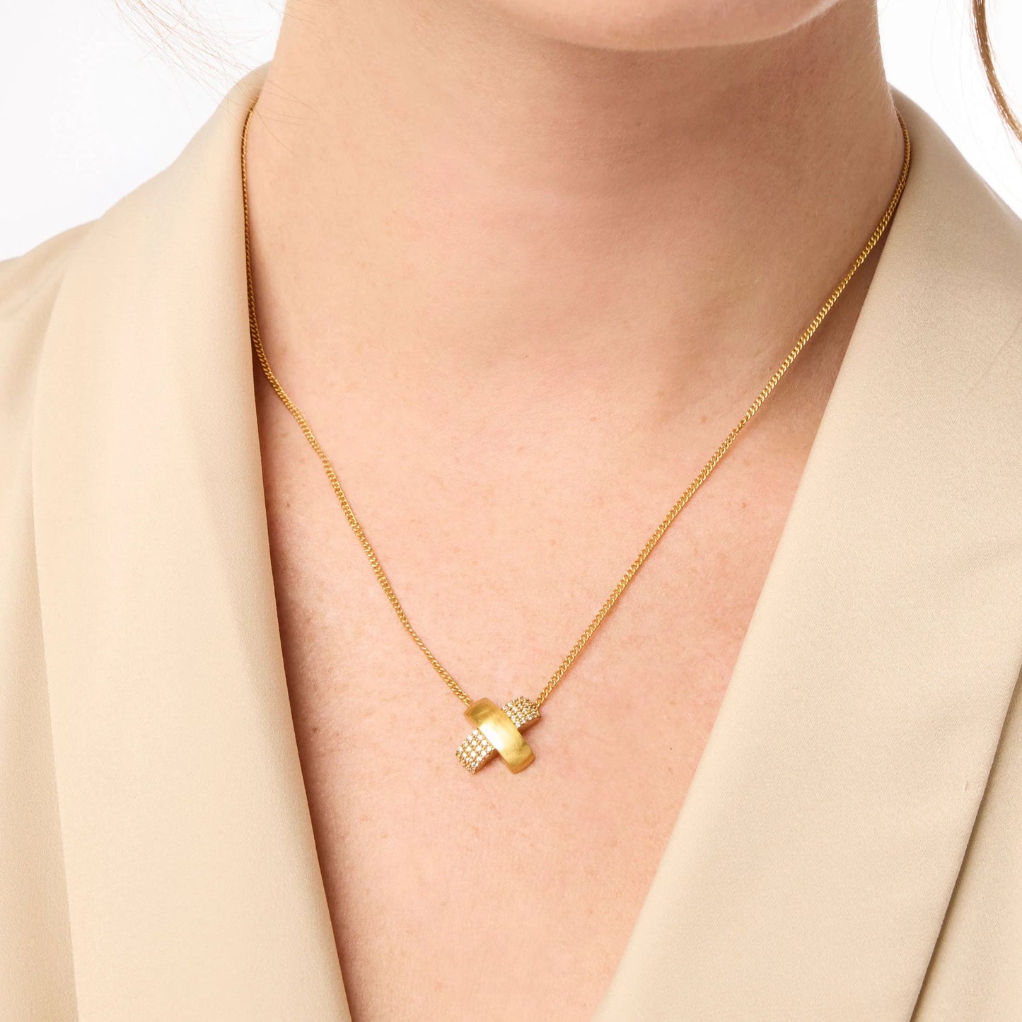 Catalina Pave X Delicate Necklace