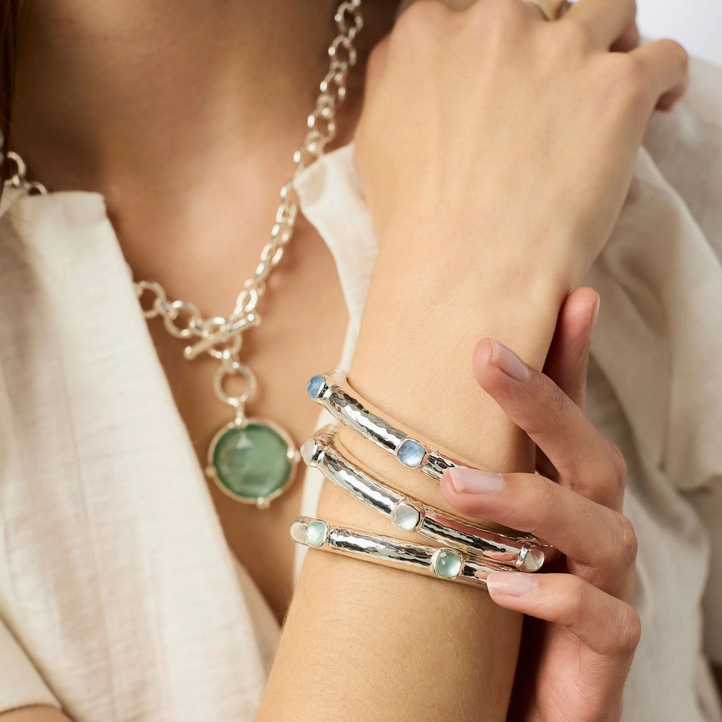 Catalina Hinge Bangle - Turquoise Blue