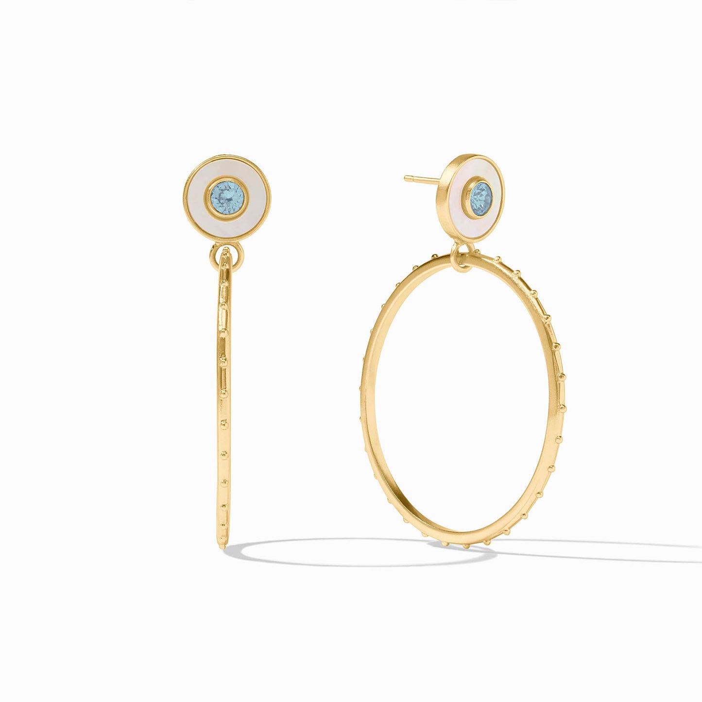 Colette Circle Earring - Chalcedony Blue