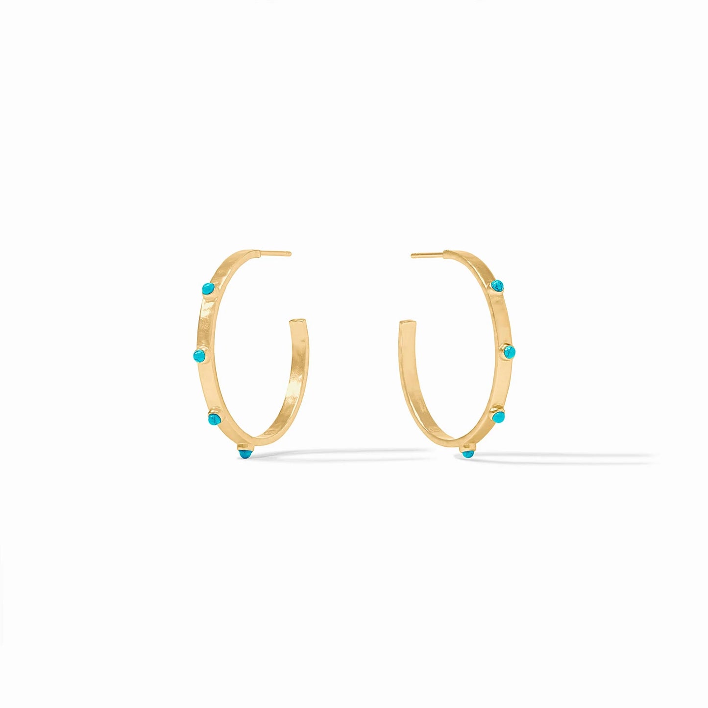 Crescent Stone Hoop - Turquoise Blue - L