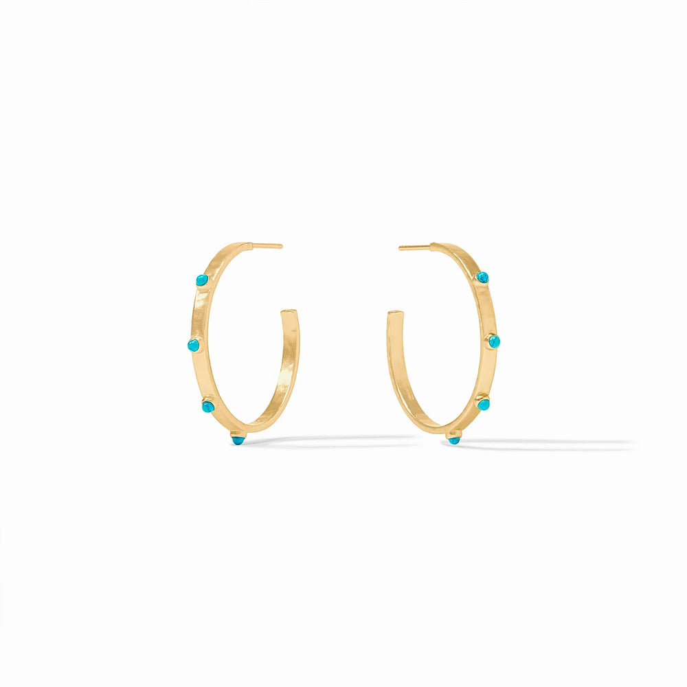Crescent Stone Hoop - Turquoise Blue - M