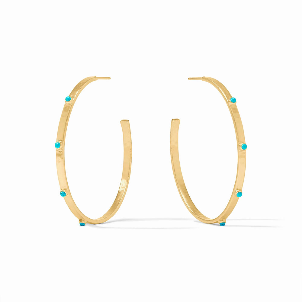 Crescent Stone Hoop - Turquoise Blue - XL