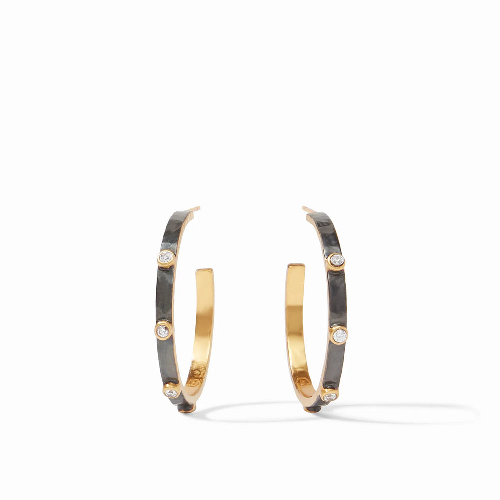 Crescent Stone Hoop Cubic Zirconia/Mixed Metal