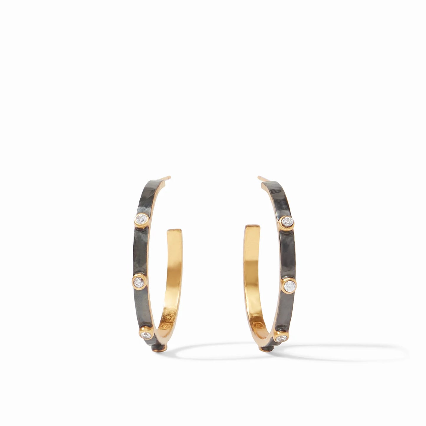 Crescent Stone Hoop Cubic Zirconia/Mixed Metal