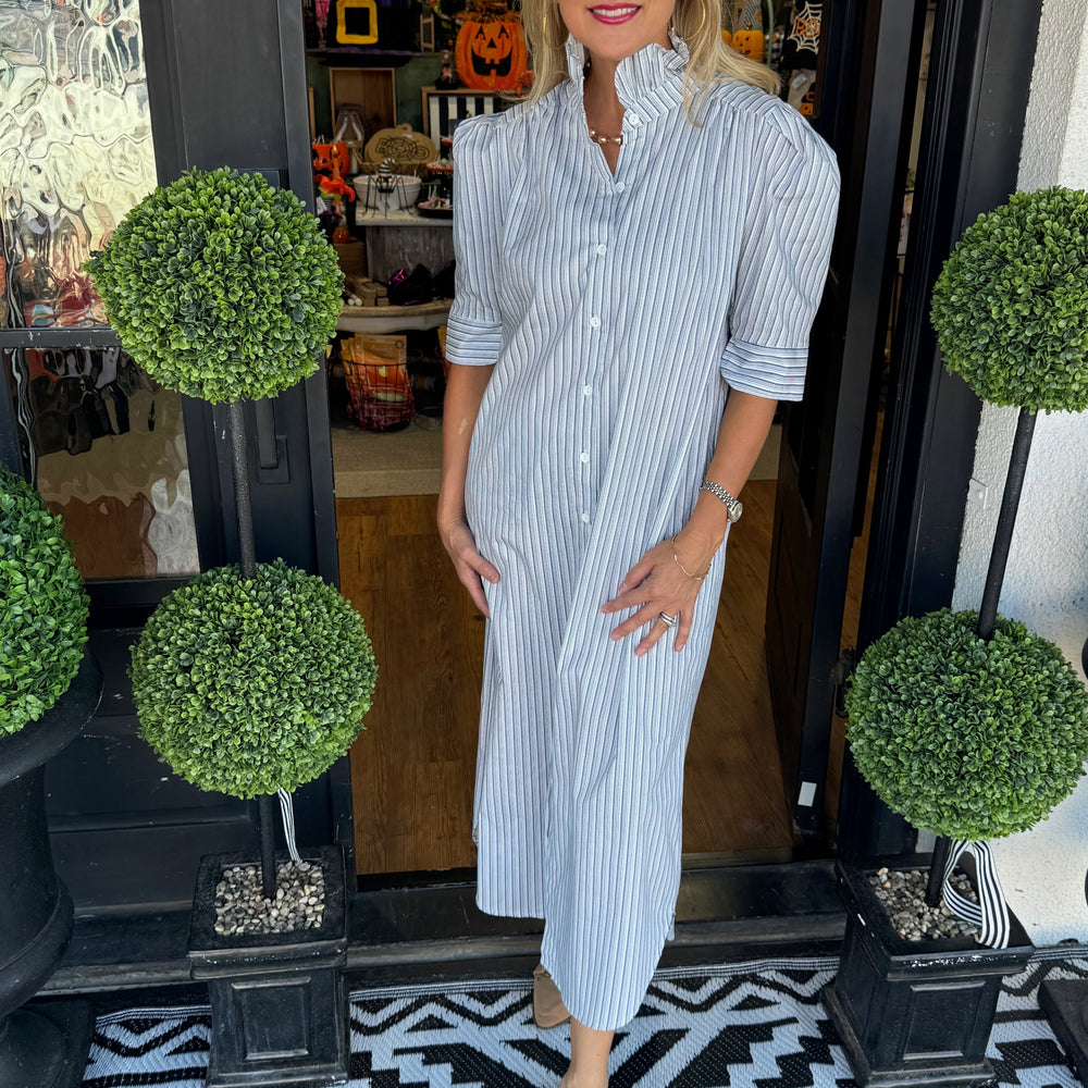 Jodie Blue Bar Stripe Dress