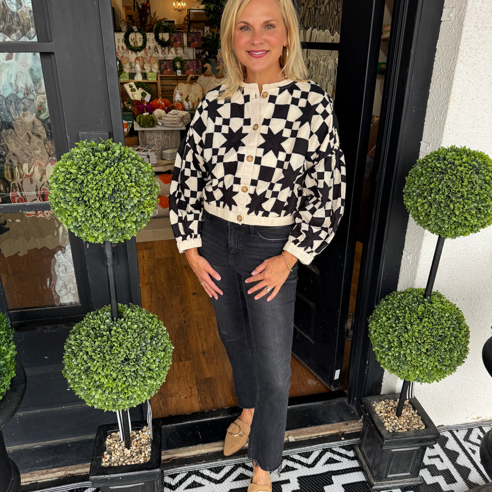 Ivy Jane Quilted Star Jacket - Black