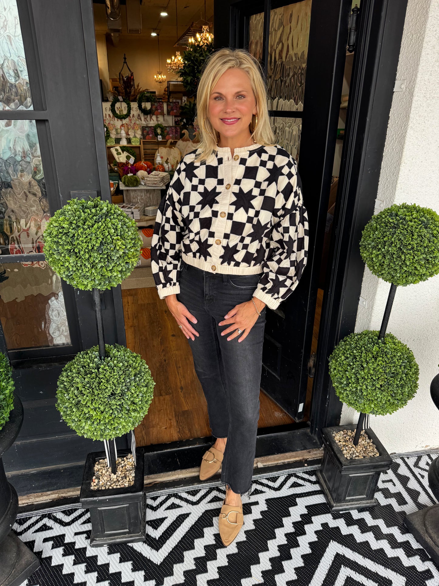 Ivy Jane Quilted Star Jacket - Black