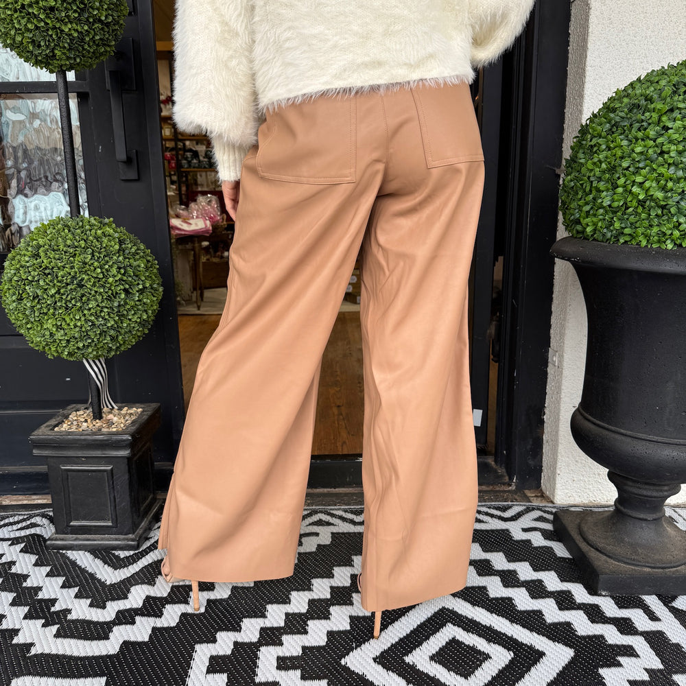 Stevie Leather Pants- Tan