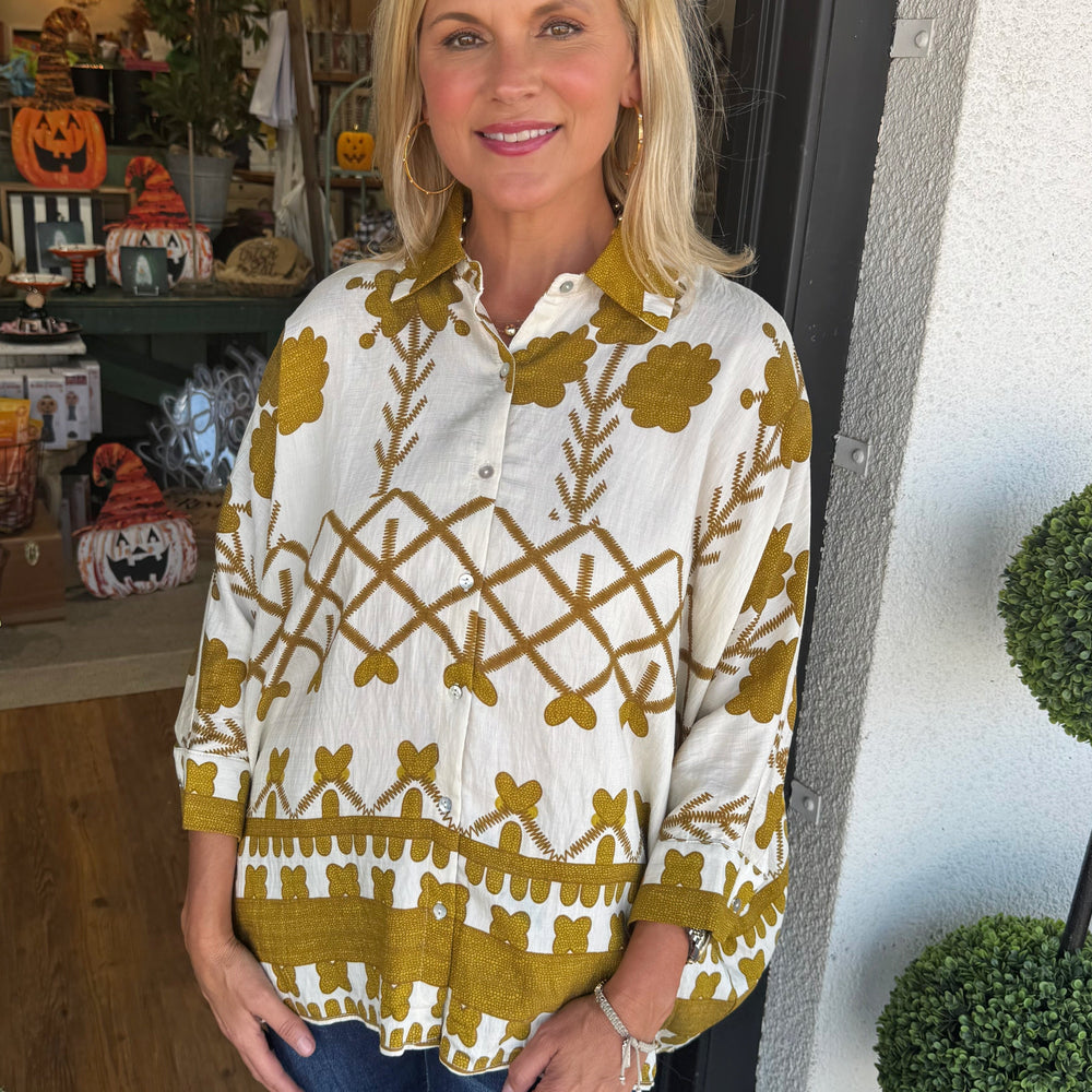 Bindi Top - Mustard Green
