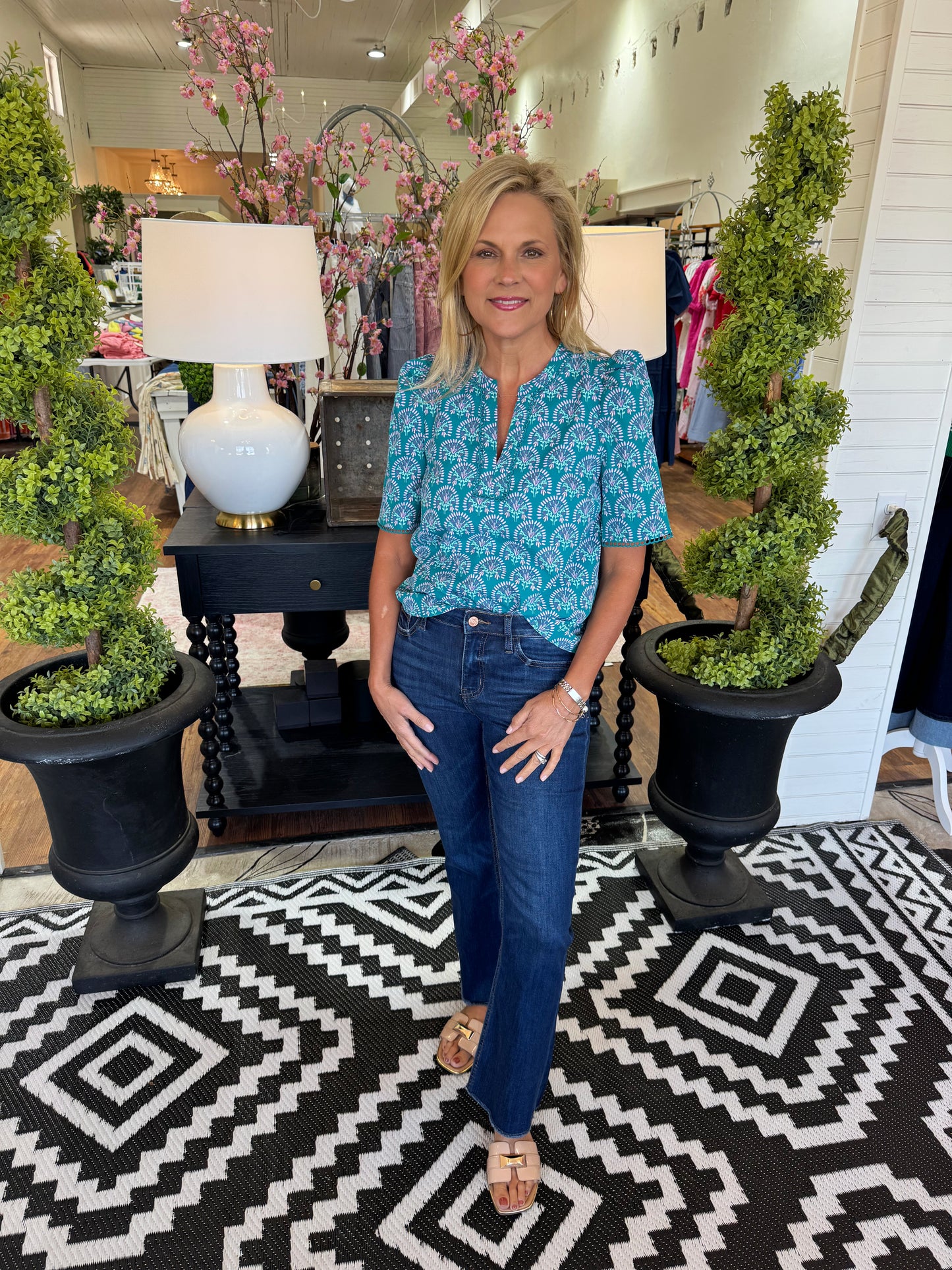 Mary Square Adelyn Sunshower Flora Ocean- Top