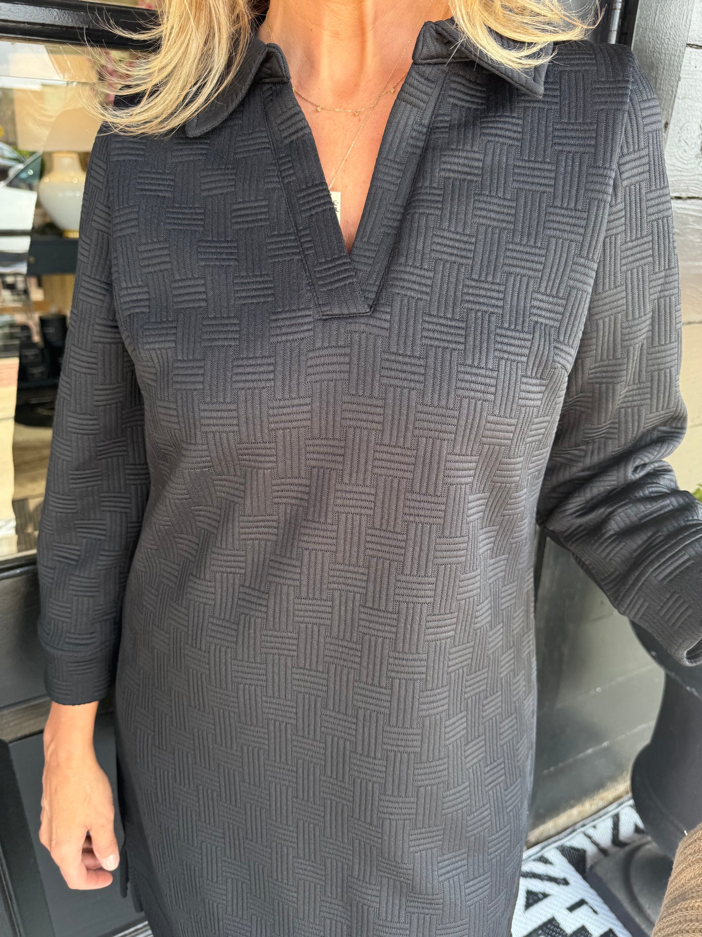 Mary Square Linsey Dress Black