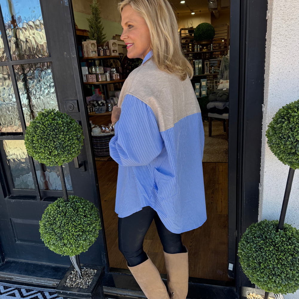 
                  
                    Reece Button Up Top - Chambray
                  
                