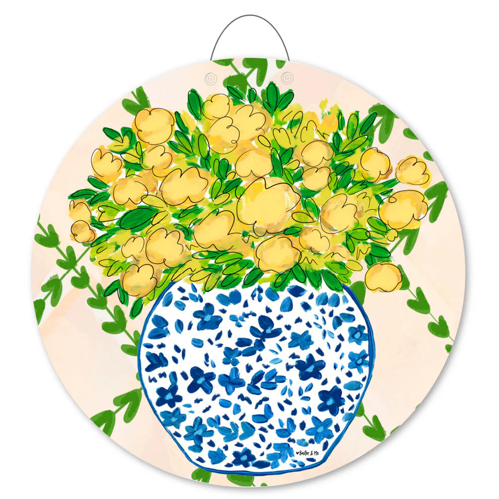 Yellow Floral Door Hanger