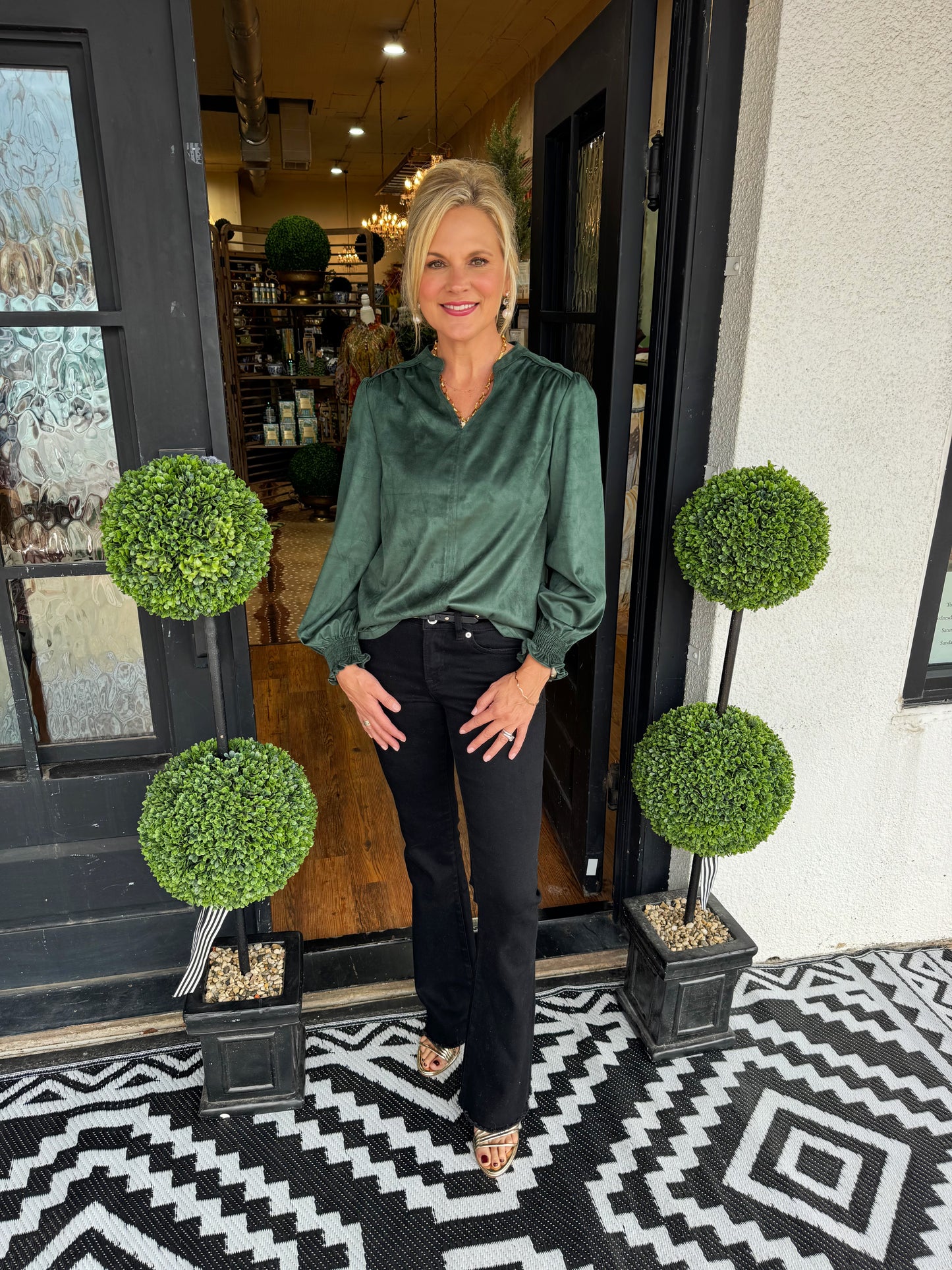 Ivy Jane Long Sleeve Suede Top