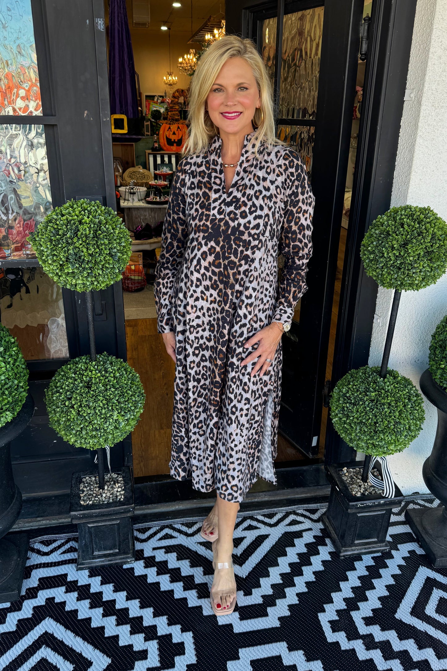 Uncle Frank Leopard Gauze Midi Dress