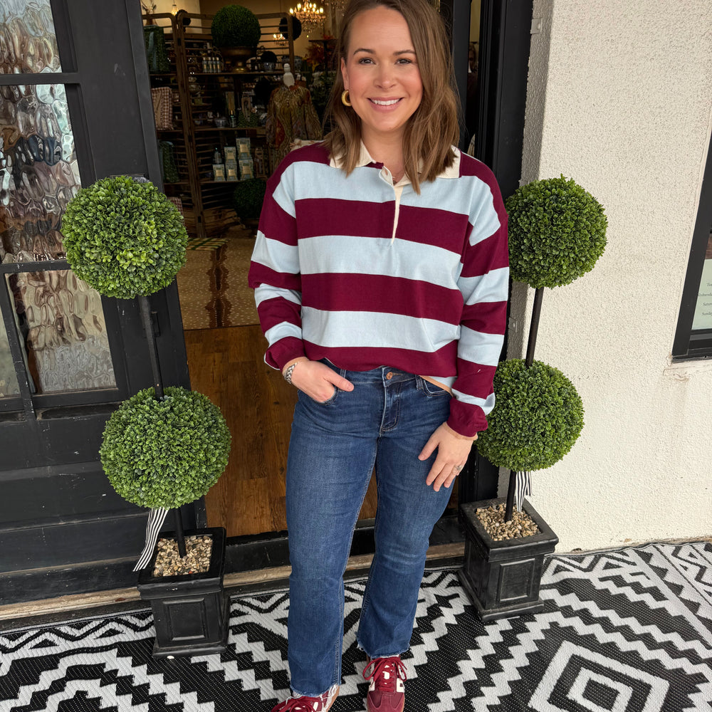 Ezra Top - Burgundy/Blue