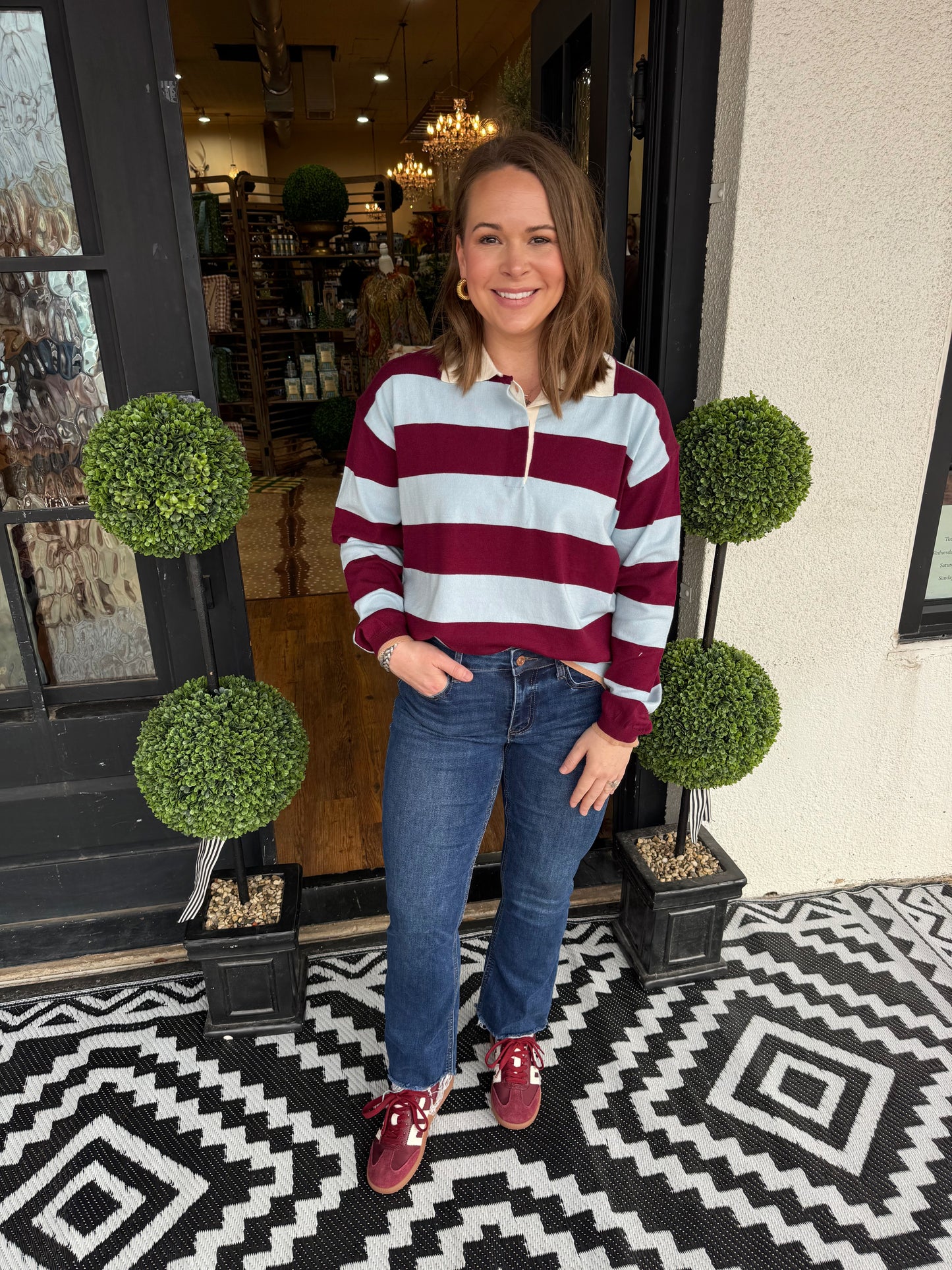 Ezra Top - Burgundy/Blue