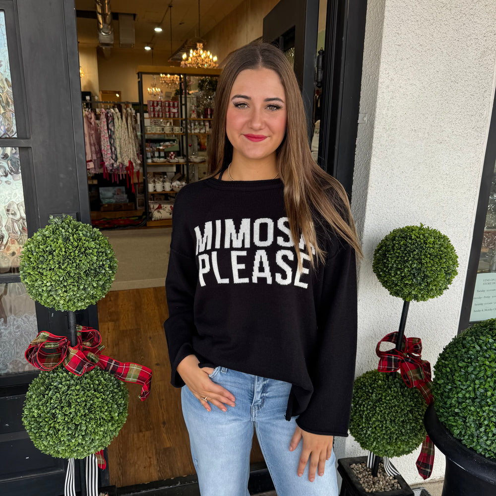 Mimosas Please Sweater- Black